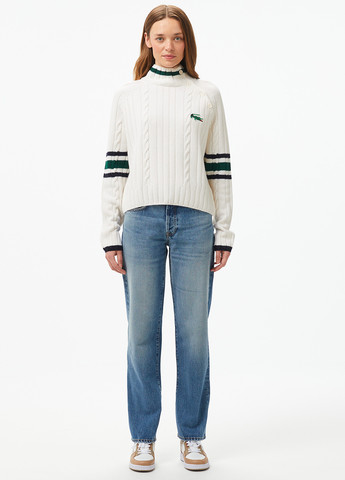 Белый демисезонный свитер Lacoste