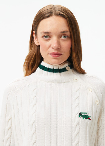 Белый демисезонный свитер Lacoste