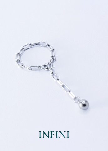 Каблучка срібна Infini цепочка с шариком (250570278)