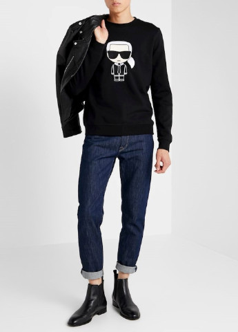 Свитшот Karl Lagerfeld - Прямой крой рисунок черный кэжуал трикотаж, хлопок - (219709920)