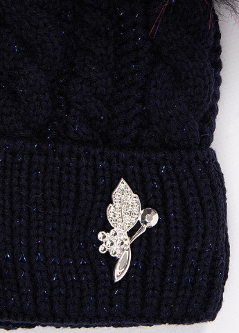 Темно-синий зимний комплект (шапка, шарф-снуд) Viva