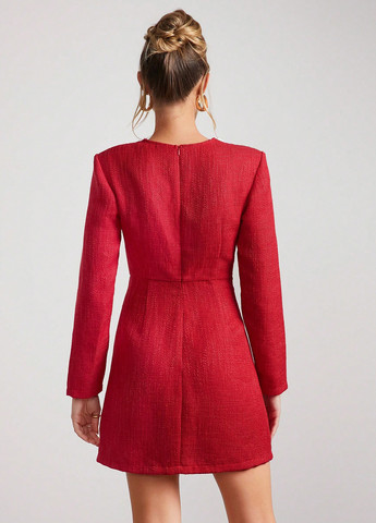 Красное кэжуал платье SHEIN однотонное