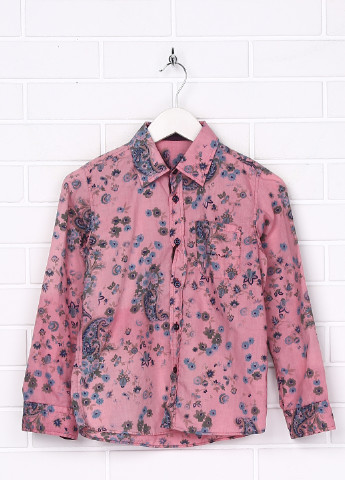 Розовая кэжуал рубашка с цветами Trentadue giri с длинным рукавом