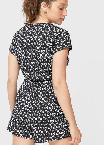 Комбінезон Stradivarius комбінезон-шорти метелики чорно-білий кежуал поліестер