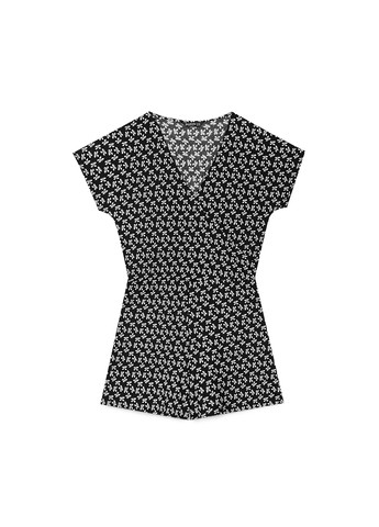 Комбінезон Stradivarius комбінезон-шорти метелики чорно-білий кежуал поліестер