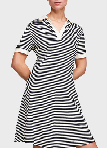 Чорно-білий кежуал сукня поло Tommy Hilfiger в смужку