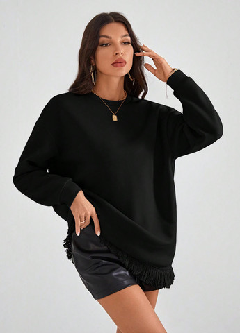 Черное кэжуал платье платье-свитшот SHEIN однотонное