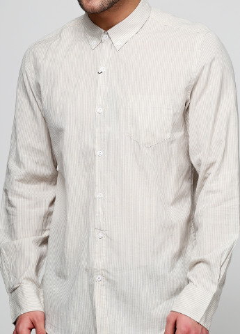 Бежевая кэжуал рубашка однотонная Яavin с длинным рукавом
