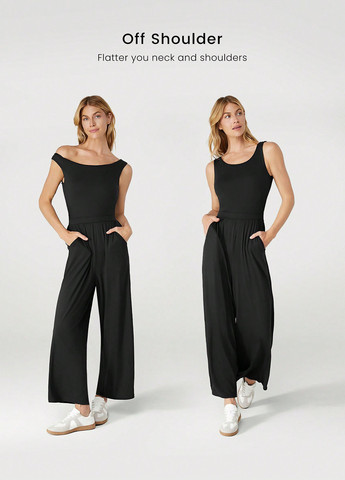 Комбинезон SHEIN комбинезон-брюки логотип чёрный спортивный, кэжуал модал