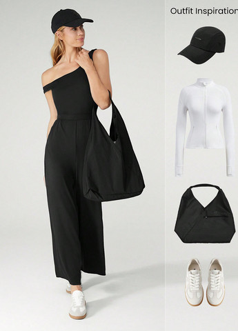 Комбинезон SHEIN комбинезон-брюки логотип чёрный спортивный, кэжуал модал