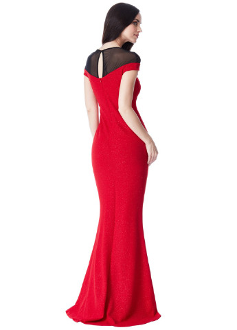 Червона вечірня плаття, сукня зі шлейфом, годе City Goddess однотонна