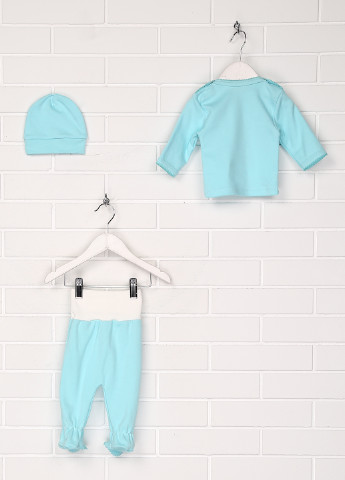 Голубой демисезонный комплект (лонгслив, ползунки, шапка) Baby Art