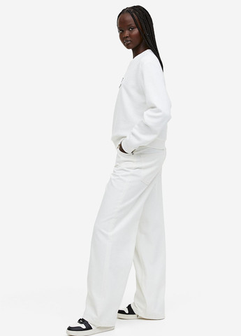Світшот H&M - Вільний крій напис білий кежуал бавовна, трикотаж - (292711697)