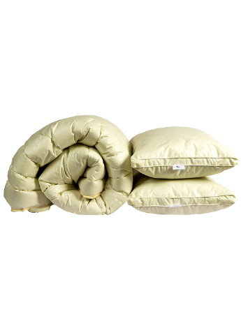 Комплект одеяло лебяжий пух "Бежевое" двуспальное + 2 подушки 50х70 см Tag (250608633)