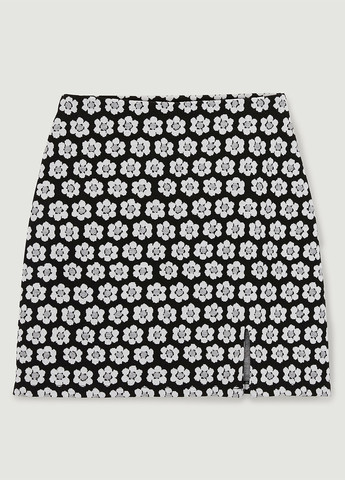 Черно-белая кэжуал цветочной расцветки юбка Pimkie