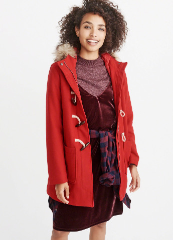 Красное демисезонное Пальто Abercrombie & Fitch