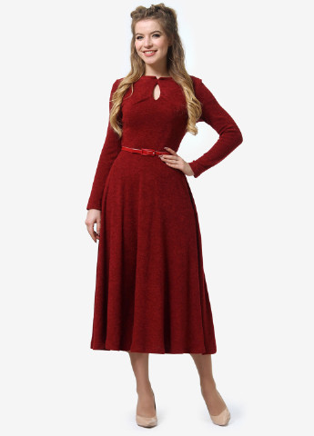 Бордовое кэжуал платье клеш Lila Kass