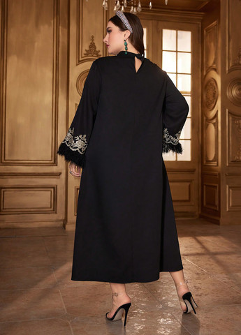 Черное вечернее платье а-силуэт SHEIN однотонное