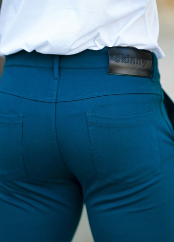 Темно-голубые кэжуал демисезонные зауженные брюки SHEIN