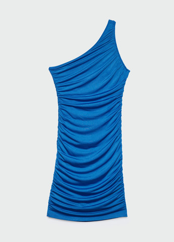 Синя коктейльна сукня на одне плече Stradivarius однотонна