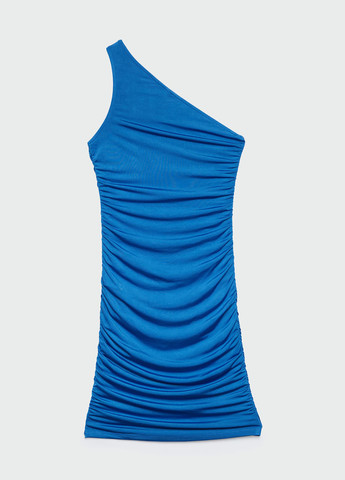 Синя коктейльна сукня на одне плече Stradivarius однотонна