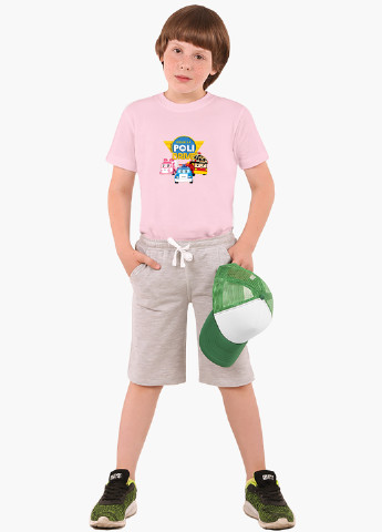 Розовая демисезонная футболка детская робокар поли (robocar poli)(9224-1617) MobiPrint