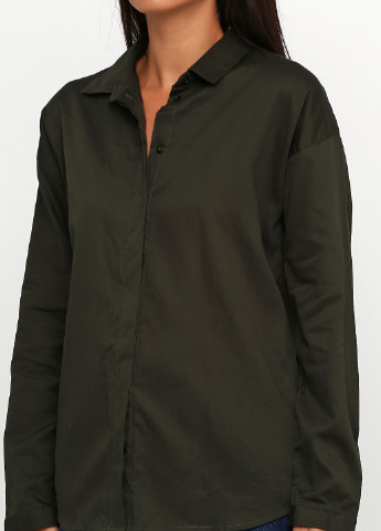 Оливковковая (хаки) кэжуал рубашка однотонная MSCH