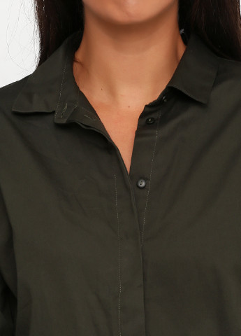 Оливковковая (хаки) кэжуал рубашка однотонная MSCH