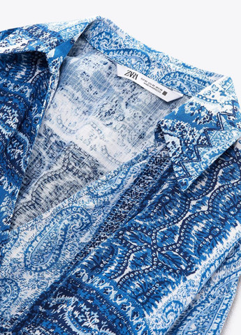 Комбинированная демисезонная блуза на запах Zara