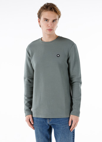 Лонглів Colin's однотонний сірий кежуали бавовна, трикотаж