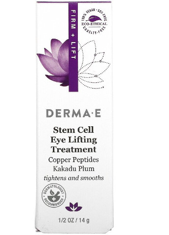 Ліфтинг для шкіри навколо очей зі стовбуровими клітинами, мідними пептидами і сливою какаду, 14 г, Derma E (219322088)