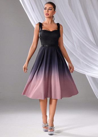 Комбінована вечірня сукня кльош, з відкритою спиною SHEIN з градієнтом