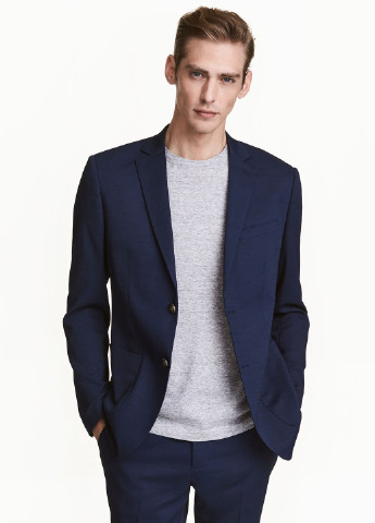 Піджак H&M з довгим рукавом синій кежуал