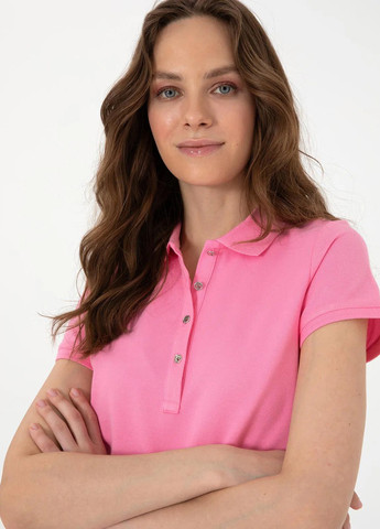 Розовая женская футболка-поло Pierre Cardin однотонная