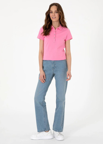 Розовая женская футболка-поло Pierre Cardin однотонная