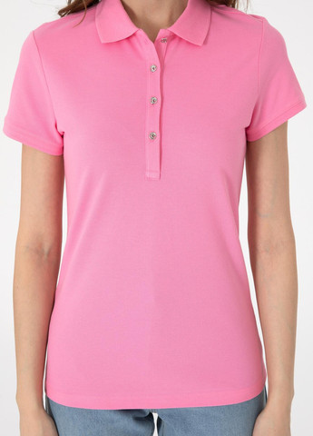 Розовая женская футболка-поло Pierre Cardin однотонная