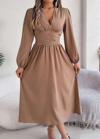 Бежева кежуал сукня кльош SHEIN однотонна