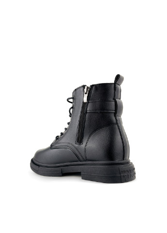 Осенние женские ботинки на шнурках черные эко кожа Fashion из искусственной кожи