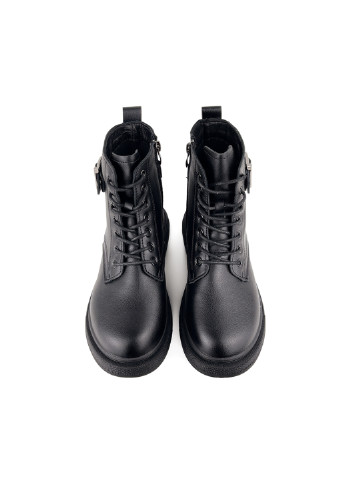 Осенние женские ботинки на шнурках черные эко кожа Fashion из искусственной кожи