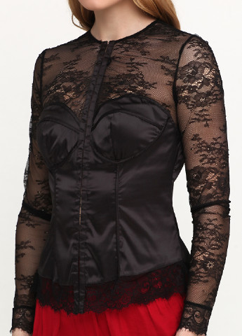 Черная демисезонная блуза с длинным рукавом Women'secret