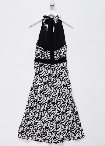 Черно-белое кэжуал платье в стиле ампир No Brand с геометрическим узором