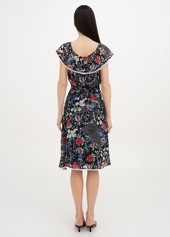 Комбинированное кэжуал платье с открытыми плечами Vicolo с цветочным принтом