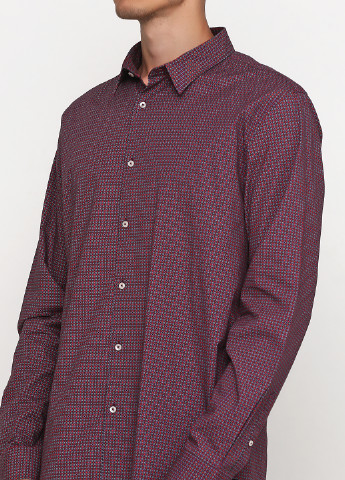 Бордовая классическая рубашка с геометрическим узором Marciano