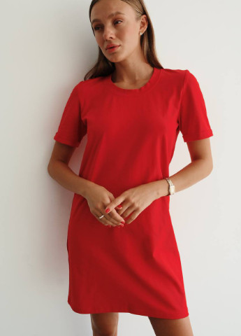Красное платье-футболка Liton однотонное