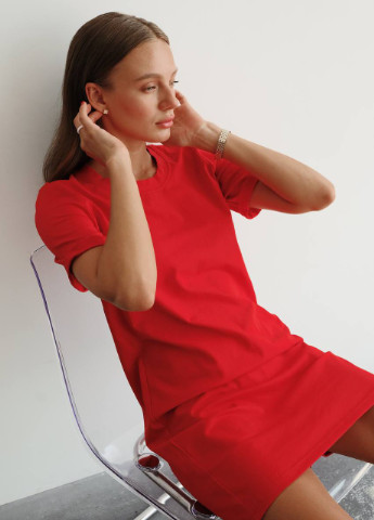 Червона сукня-футболка Liton однотонна
