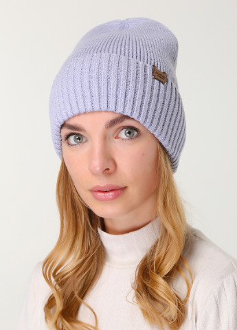 Тепла зимова жіноча кашемірова шапка з відворотом без підкладки 500008 DeMari (244712897)