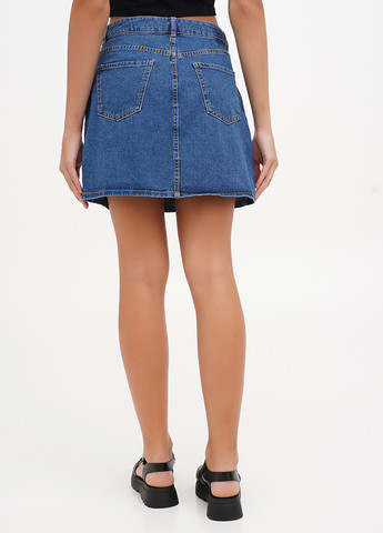 Синяя кэжуал, джинсовая однотонная юбка Terranova а-силуэта (трапеция)