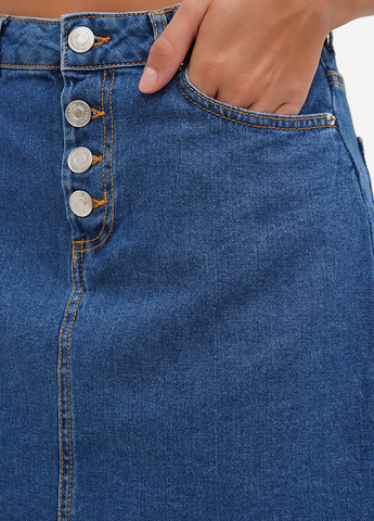 Синяя кэжуал, джинсовая однотонная юбка Terranova а-силуэта (трапеция)