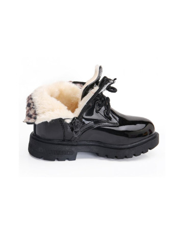 Черные кэжуал зимние утепленные лаковые ботинки No Brand