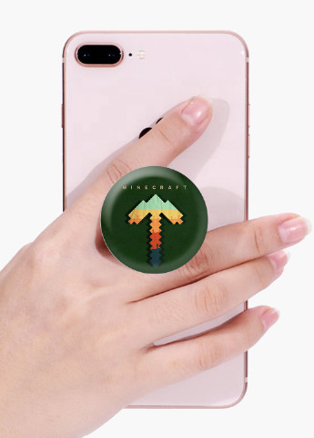 Попсокет (Popsockets) тримач для смартфону Майнкрафт (Minecraft) (8754-1169) Чорний MobiPrint (216748445)